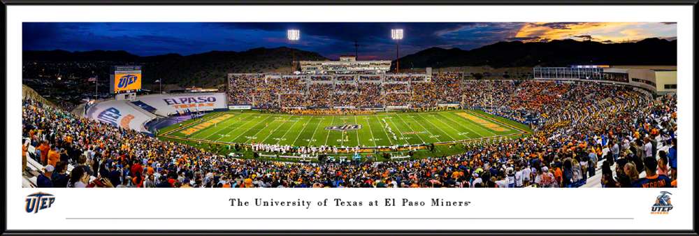 UTEP Miners Football Panoramic Picture - Sun Bowl Fan Cave Decor  Standard Frame
