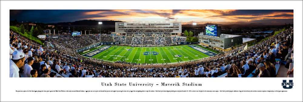 Utah State Aggies Football Panorama - Merlin Olsen Field at Maverik Stadium Unframed