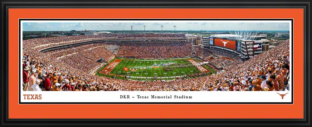 Texas Longhorns Football Panoramic Picture - DKR Texas Memorial Stadium Fan Cave Decor  Deluxe Frame