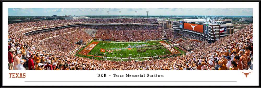 Texas Longhorns Football Panoramic Picture - DKR Texas Memorial Stadium Fan Cave Decor  Standard Frame