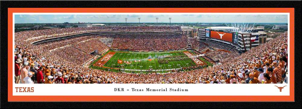 Texas Longhorns Football Panoramic Picture - DKR Texas Memorial Stadium Fan Cave Decor  Select Frame