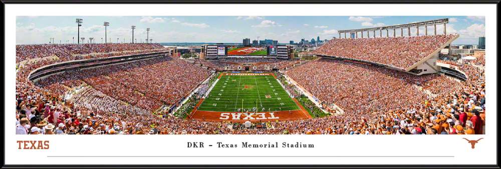 Texas Longhorns Football Fan Cave Decor - DKR Texas Memorial Stadium Panorama  Standard Frame