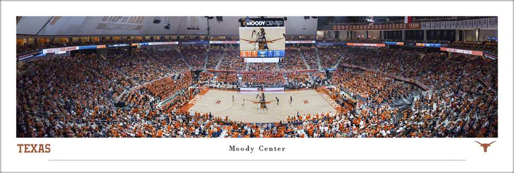 Texas Longhorns Basketball Panoramic Picture - Moody Center Fan Cave Decor  Unframed