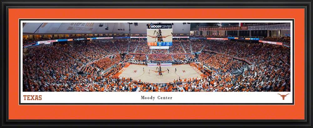 Texas Longhorns Basketball Panoramic Picture - Moody Center Fan Cave Decor  Deluxe Frame
