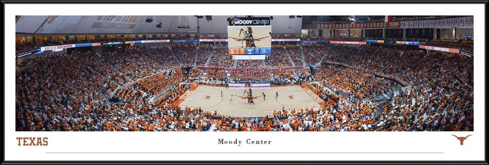 Texas Longhorns Basketball Panoramic Picture - Moody Center Fan Cave Decor  Standard Frame