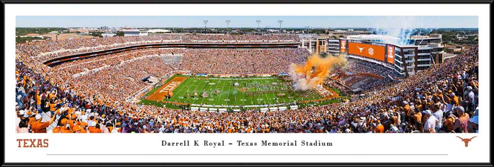 Texas Longhorns - Darrell K Royal - Texas Memorial Stadium Panorama Print - Standard Frame