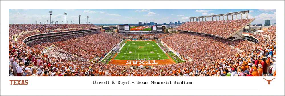 Texas Longhorns - Darrell K Royal - Texas Memorial Stadium - Skyline Panorama Print
