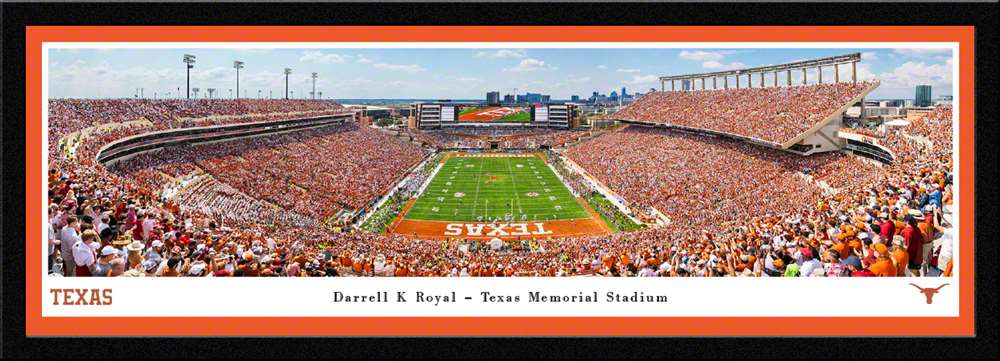 Texas Longhorns - Darrell K Royal - Texas Memorial Stadium - Skyline Panorama Print - Select Frame