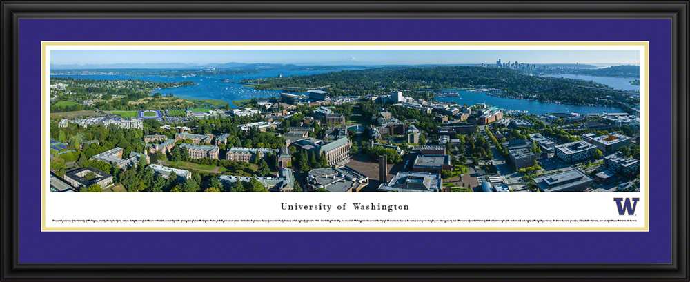 Washington Huskies Football Panoramic - Aerial Campus Picture  Deluxe Frame