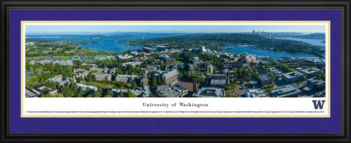 Washington Huskies Football Panoramic - Aerial Campus Picture  Deluxe Frame
