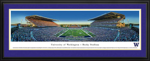 Washington Huskies Football Panoramic - Husky Stadium Picture  Deluxe Frame