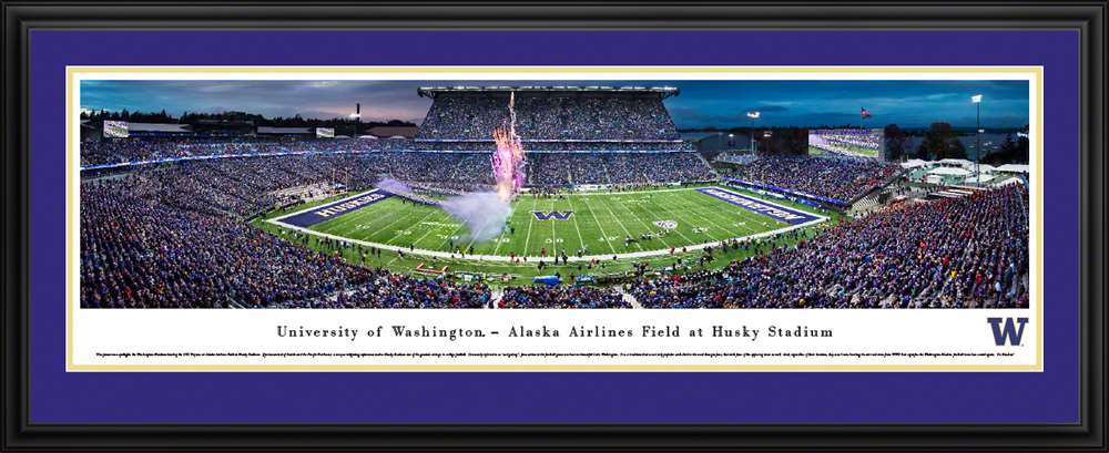 Washington Huskies Football Panoramic Picture - Husky Stadium  Deluxe Frame