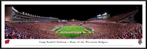 Wisconsin Badgers End Zone Football Panorama - Camp Randall Panoramic Fan Cave Decor  Standard Frame