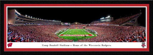 Wisconsin Badgers End Zone Football Panorama - Camp Randall Panoramic Fan Cave Decor  Select Frame