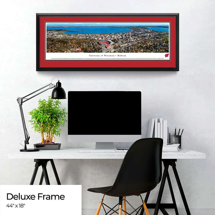 Wisconsin Badgers Panoramic - Camp Randall Stadium Aerial Picture  Deluxe Frame