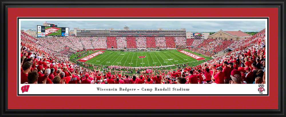 Wisconsin Badgers Football Panoramic Poster - Camp Randall Stadium Picture  Deluxe Frame