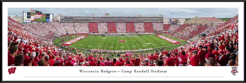 Wisconsin Badgers Football Panoramic Poster - Camp Randall Stadium Picture  Standard Frame