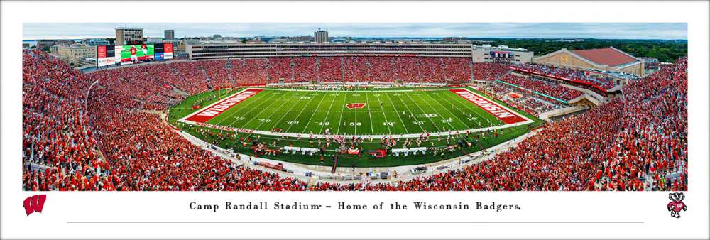 Wisconsin Badgers Football Panoramic Picture - Camp Randall Fan Cave Decor  Unframed