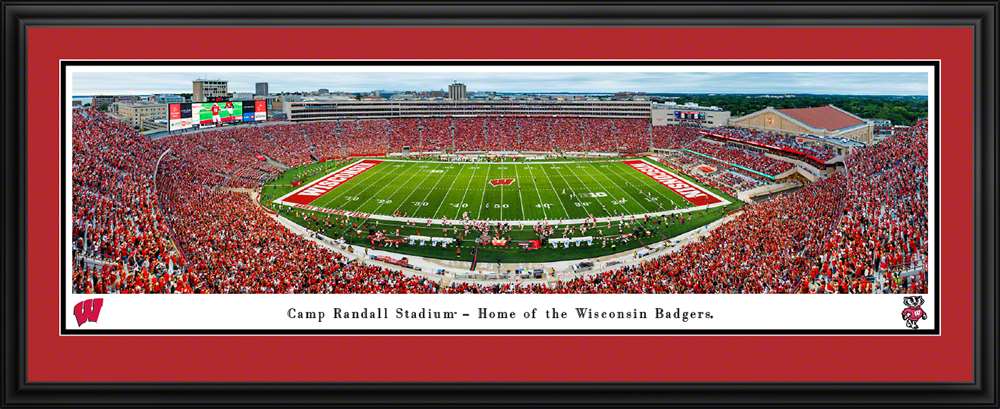 Wisconsin Badgers Football Panoramic Picture - Camp Randall Fan Cave Decor  Deluxe Frame