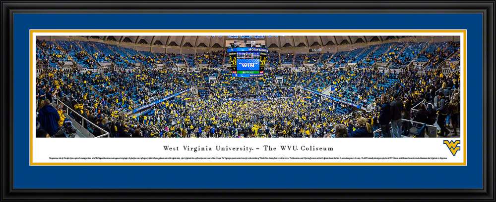 WVU Mountaineers Basketball Panoramic Picture  Deluxe Frame