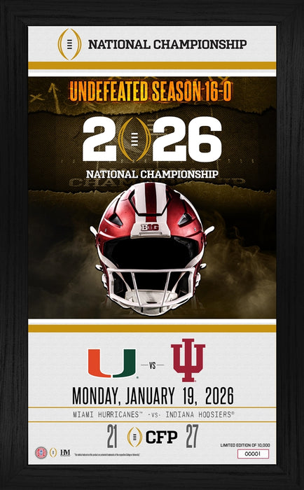 University of Indiana Hoosiers 2025-26 CFP National Champions Game Day Frame