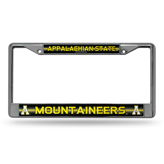 Appalachian State Mountaineers Classic 12" x 6" Silver Bling Chrome Car/Truck/SUV Auto Accessory    