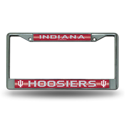 Indiana Hoosiers Classic 12" x 6" Silver Bling Chrome Car/Truck/SUV Auto Accessory    