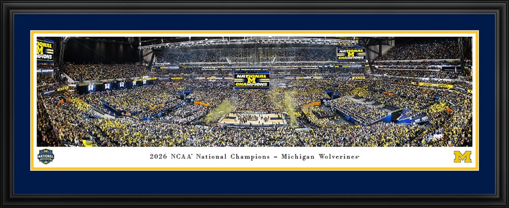 Michigan Wolverines 2026 Men's Basketball National Champions Panoramic Picture - Deluxe Frame