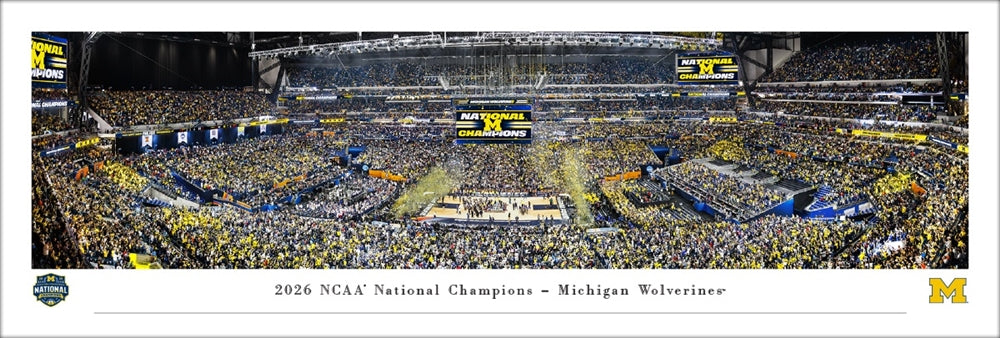 Michigan Wolverines 2026 Men's Basketball National Champions Panoramic Picture - Unframed