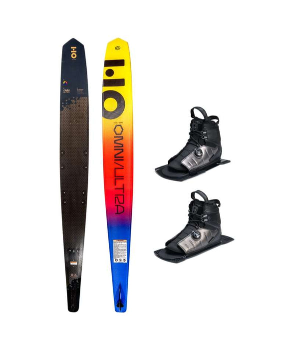 HO Sports Omni Water Ski Ultra Black w/Double Stance ATOP Boots 69 Wide w/10-15 12