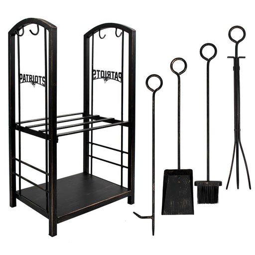 New England Patriots Fireplace Wood Holder & Tool Set