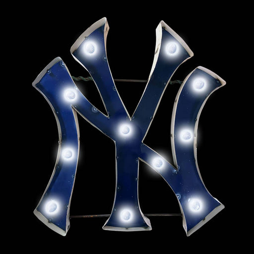 NY Yankees Lighted Recycled Metal Sign