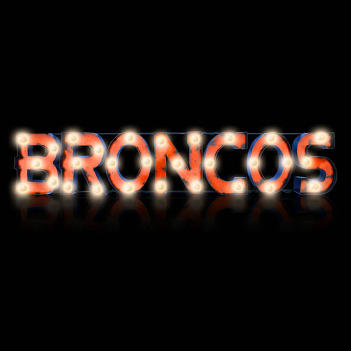 Denver Broncos Lighted Recycled Metal Sign