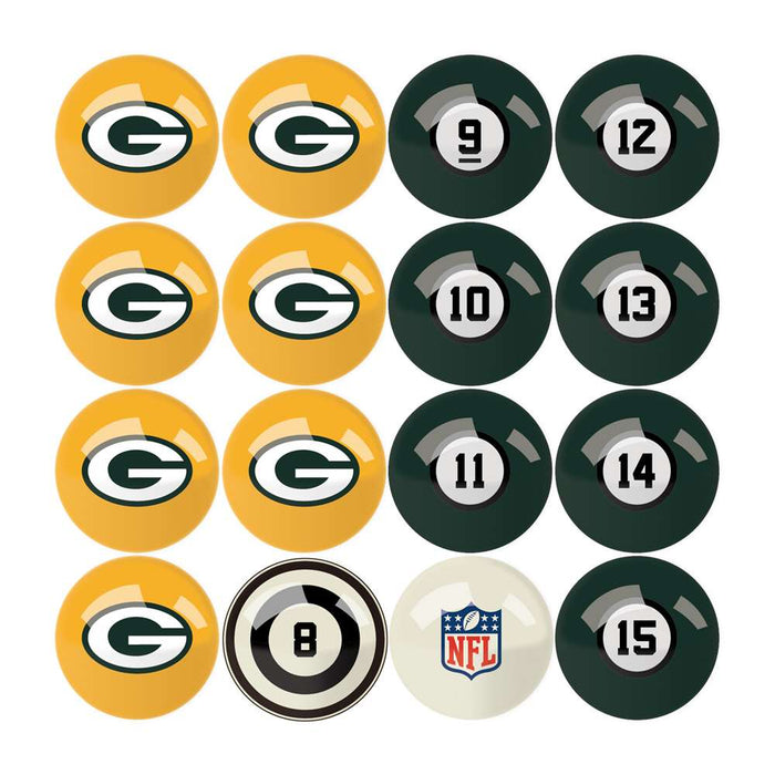 Green Bay Packers Billiard Balls With Numbers