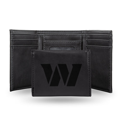 Washington Commanders Black Laser Engraved Tri-Fold Wallet - Men's Accessory    