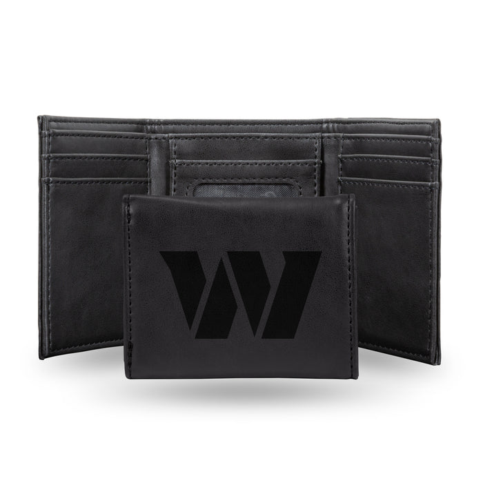 Washington Commanders Black Laser Engraved Tri-Fold Wallet - Men's Accessory    
