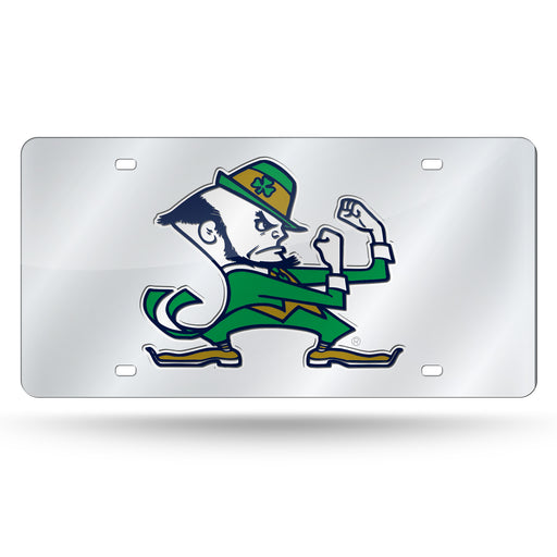 Notre Dame Fighting Irish - ND  12" x 6" Silver Laser Cut Tag For Car/Truck/SUV - Automobile Décor    