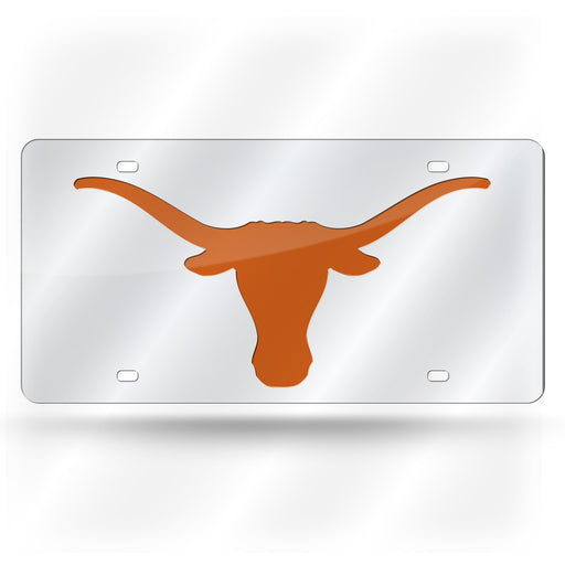 Texas Longhorns Silver 12" x 6" Silver Laser Cut Tag For Car/Truck/SUV - Automobile Décor    
