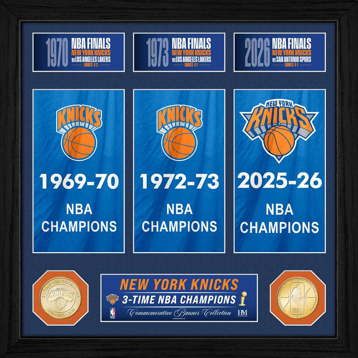 New York Knicks 3x Banner Bronze Coin Photo Mint