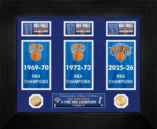 New York Knicks 3x Deluxe Banner Bronze Coin Photo Mint