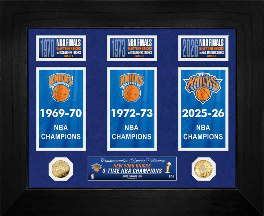 New York Knicks 3x Deluxe Banner Bronze Coin Photo Mint