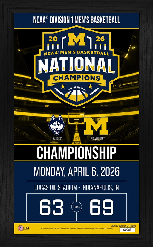 Michigan Wolverines 2026 NCAA Men's Basketball Champions Game Day Frame