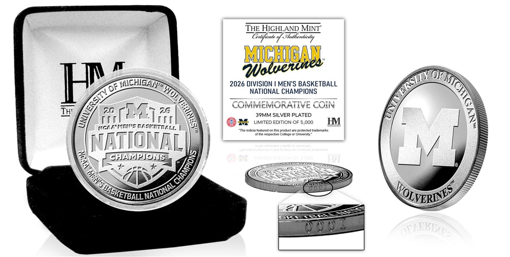 Michigan Wolverines 2026 NCAA Men’s Basketball Champions Silver Plated Coin