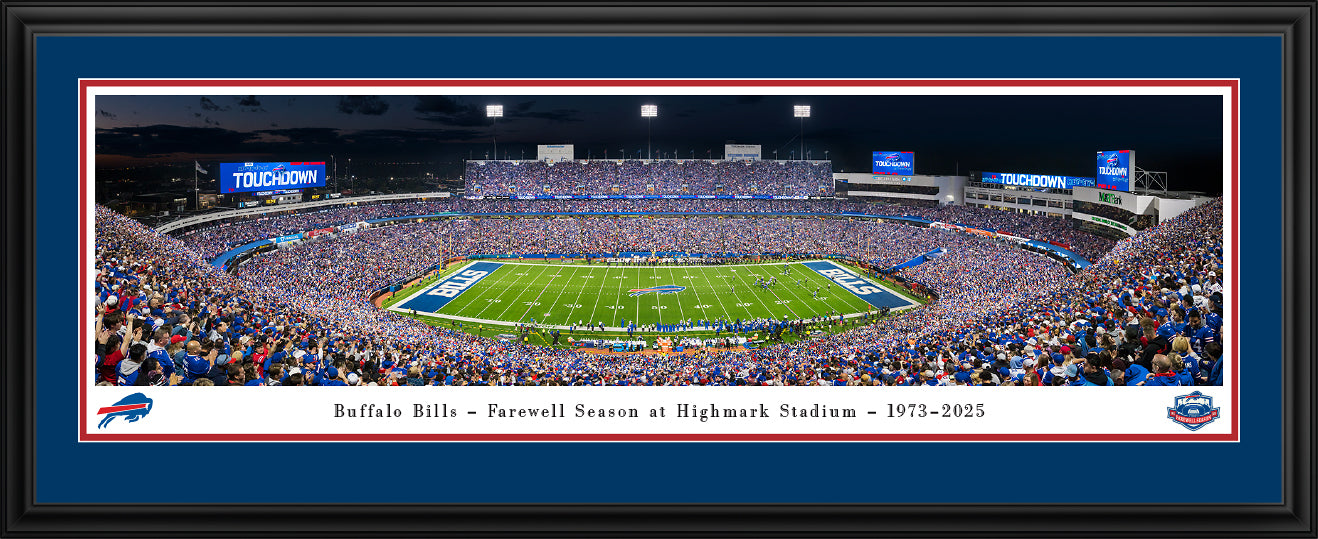 Buffalo Bills Final Season Highmark Stadium Panoramic Picture Deluxe Frame - 44" X 18"