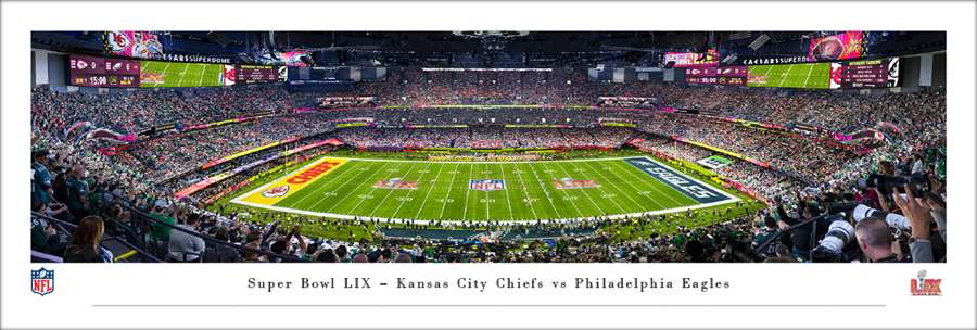 Philadelphia Eagles vs Kansas City Chiefs Super Bowl LIX Panoramic Photo - Unframed