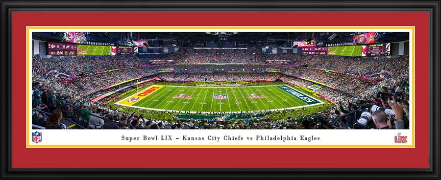 Philadelphia Eagles vs Kansas City Chiefs Super Bowl LIX Panoramic Photo - Chiefs Deluxe Frame