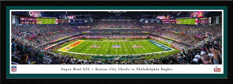 Philadelphia Eagles vs Kansas City Chiefs Super Bowl LIX Panoramic Photo - Eagles Select Frame