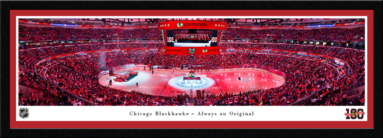 Chicago Blackhawks Centennial Ceremony Stadium Panoramic Picture Select Frame - 41 1/2" x 15"