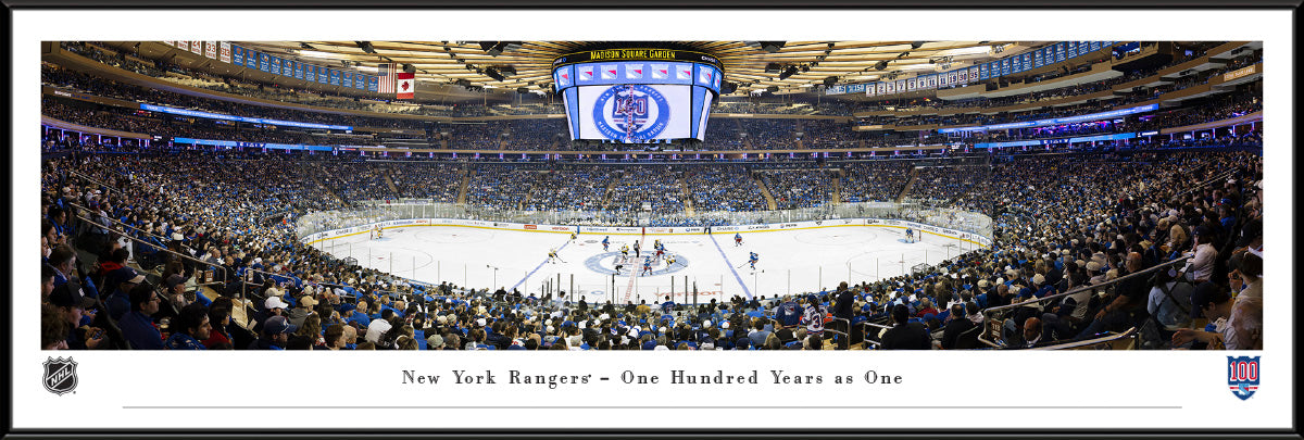 New York Rangers - One Hundred Years as One - Face Off Stadium Panoramic Picture Standard Frame - 40 1/4" X 13 3/4"