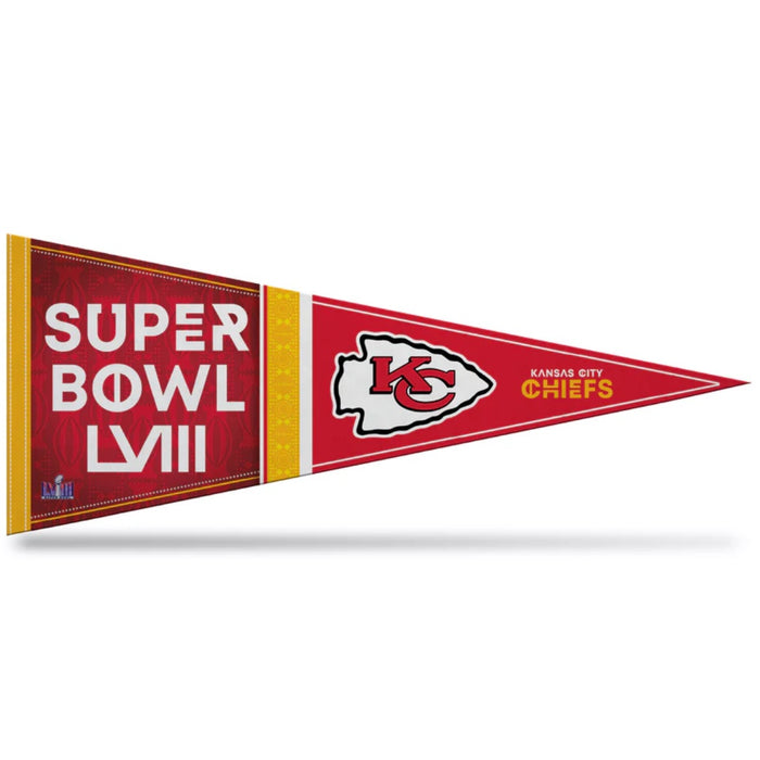 Kansas City Chiefs 2024 Super Bowl LVIII 58 Bound Soft Felt 12X30 Pennant